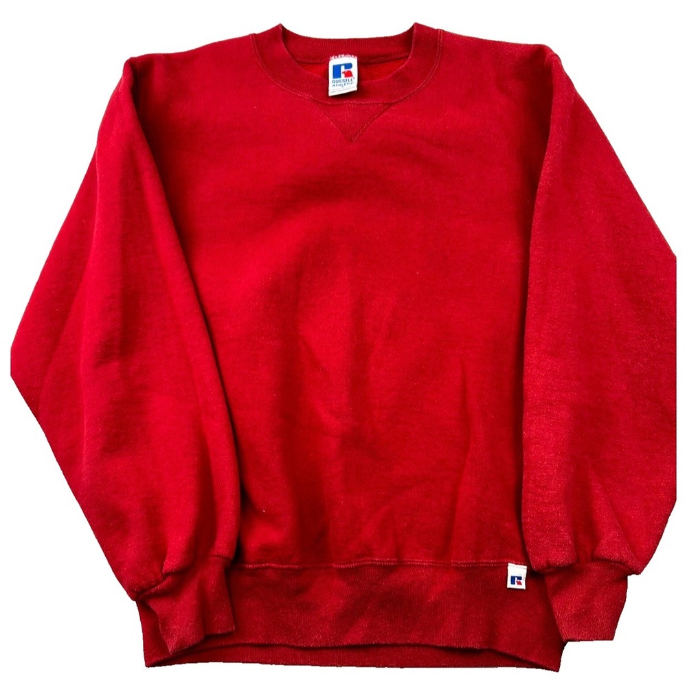 Vintage 90's Russell Athletic Sweatshirt Mens Small Red Cotton Lined Made in USA